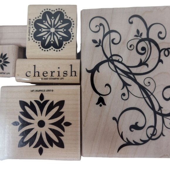 Vintage Stampin' Up! Lot of 8 Large + Other Stamp Sets w/ Wood Blocks EUC - Picture 11 of 16